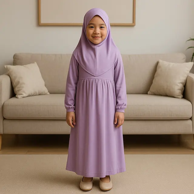 Model Baju Gamis Anak Perempuan Warna Lilac/via ChatGPT