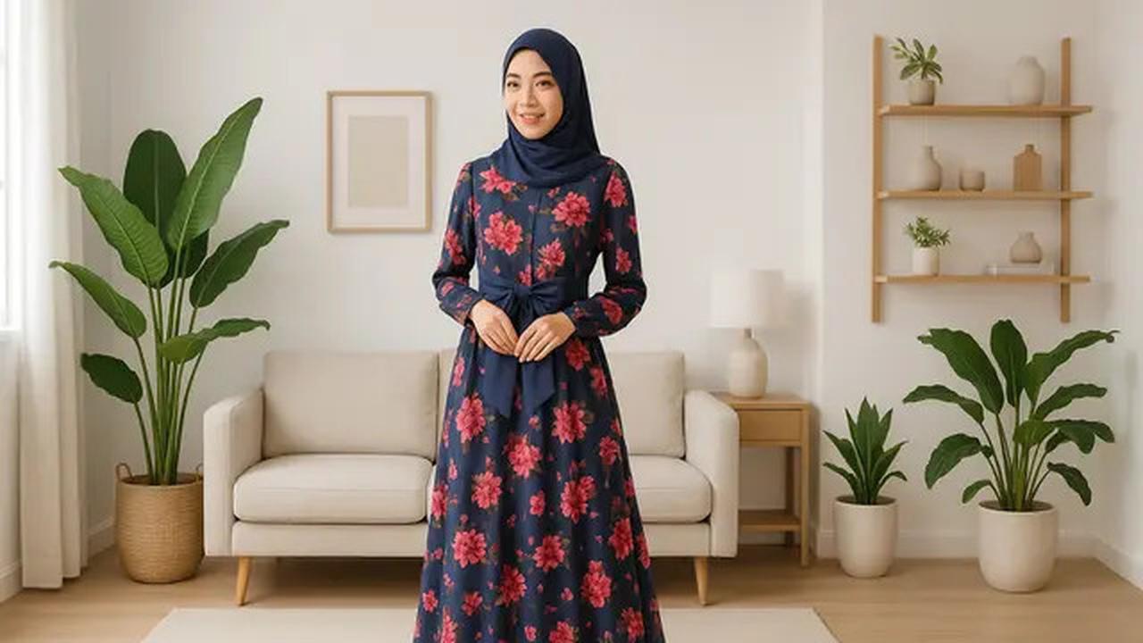 7 Model Gamis Motif Bunga yang Memikat Hati, Tampilan Gaya Feminin Tapi Stylish