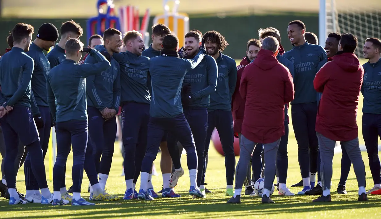 The Gunners telah meletakkan satu kaki ke babak 16 besar Liga Champions setelah mengumpulkan 12 angka dari lima pertandingan yang telah dimainkan. (Jonathan Brady/PA via AP)