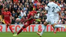 Pada menit ke-69, Liverpool berhasil gandakan keunggulan lewat Sadio Mane. Umpan dari Alexander-Arnold di konversi menjadi tendangan voli keras oleh Mane. Skor berubah menjadi 2-0 dengan keunggulan The Reds. (Foto: AFP/Lindsey Parnaby)