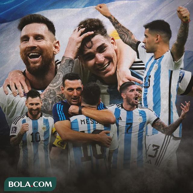 Timnas Argentina - Lionel Messi, Lionel Scaloni, Cristian Romero, Rodrigo De Paul, Julian Alvarez