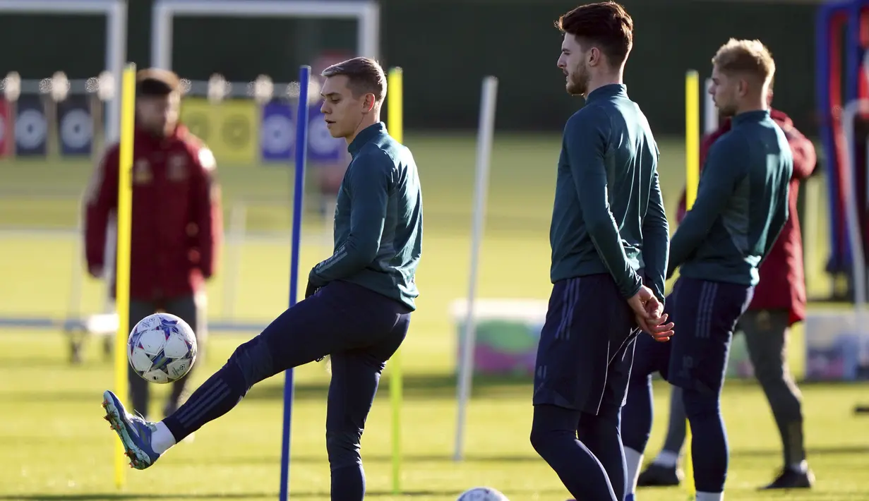 Mikel Arteta diperkirakan akan melakukan beberapa perubahan pada skuad Arsenal untuk pertandingan melawan PSV Eindhoven. (Jonathan Brady/PA via AP)