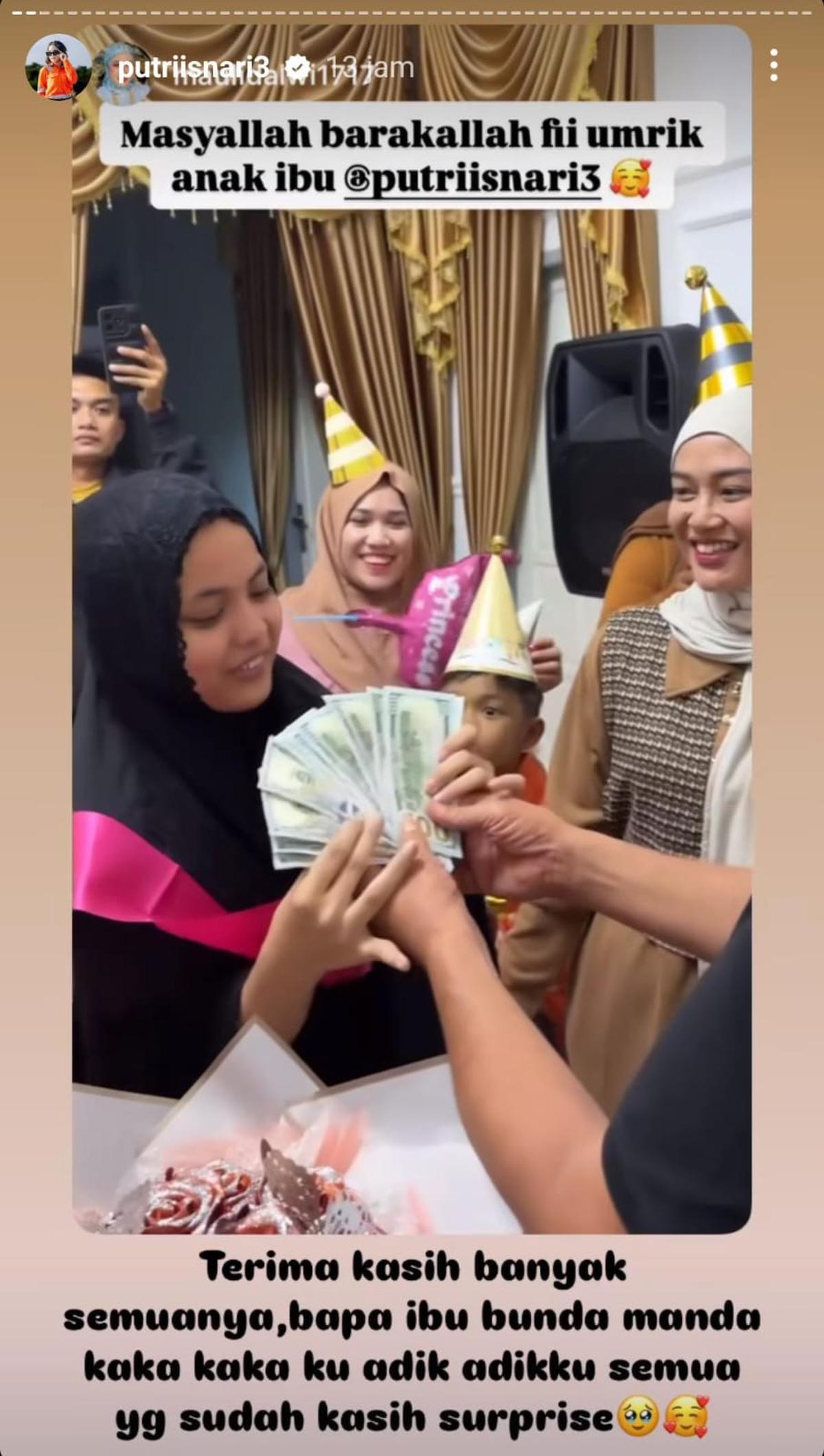 Putri Isnari Dapat Hadiah Uang Tunai Ratusan Dolar di Momen Ulang Tahun