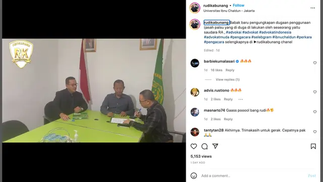Unggahan Rudi Kabunang. (Foto: Dok. Instagram @rudikabunang)