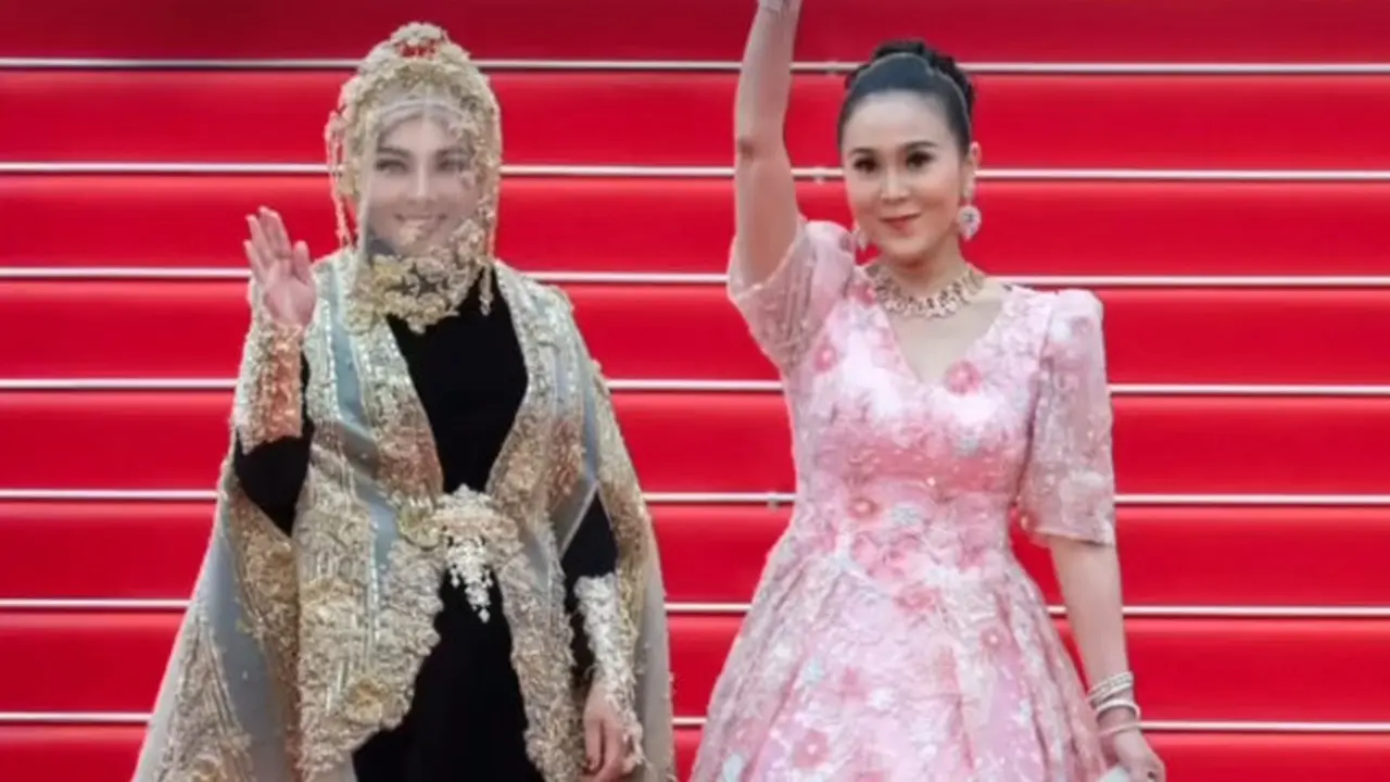 Syahrini Kembali Gebrak Festival Film Cannes 2025, Tampil Bak Pengantin dengan Penutup Wajah Emas
