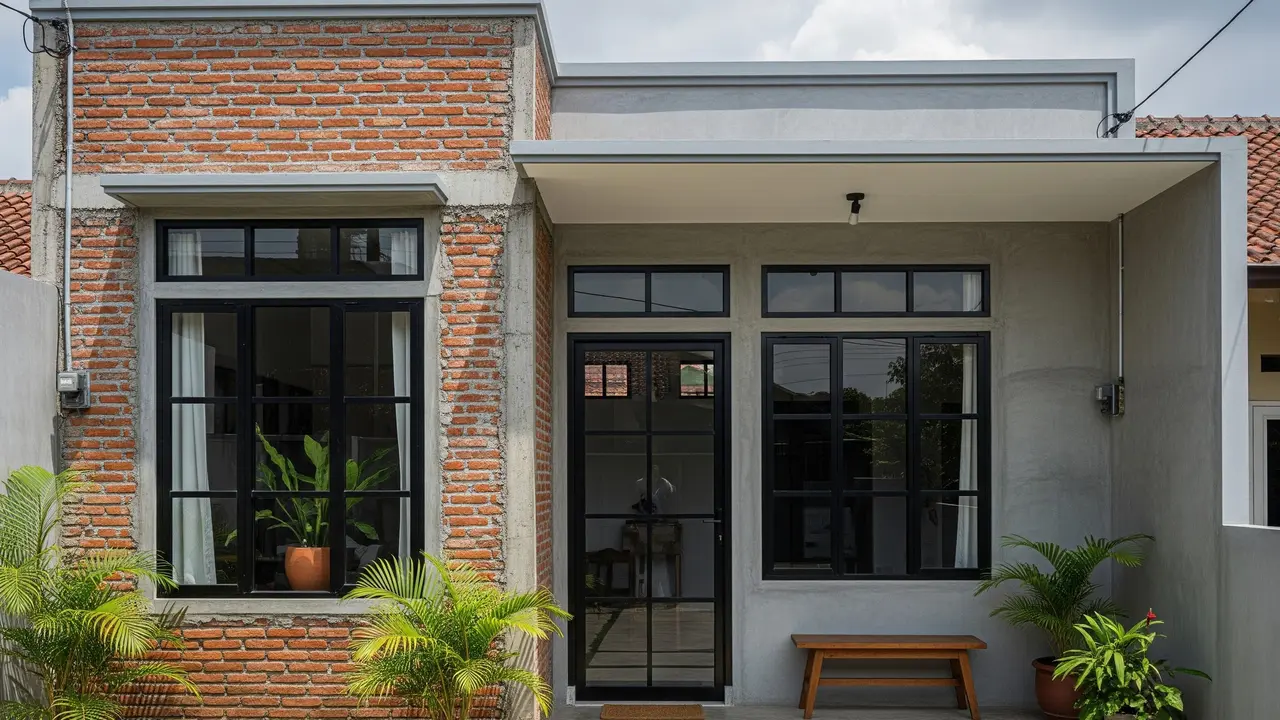 Rumah di desa 5x6 meter Gaya Industrial Ekspos (Gemini AI)