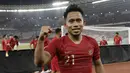 Andik Vermansah merayakan kemenangan Timnas Indonesia atas Timor Leste 3-1, Selasa (13/11/2018) di Stadion Utama Gelora Bung Karno. (Bola.com/Muhammad Iqbal Ichsan)