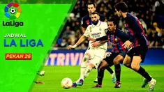 Berita Motion grafis jadwal lengkap Liga Spanyol 2022/2023 yang memasuki pekan ke-26. Pekan ini akan tersaji duel panas Barcelona vs Real Madrid dalam nuansa El Calsico!