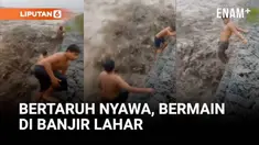 Tiga pemuda asal Desa Jugosari, Kecamatan Candipuro, Lumajang, Jawa Timur, viral di media sosial setelah nekat bermain di aliran banjir lahar hujan Gunung Semeru.