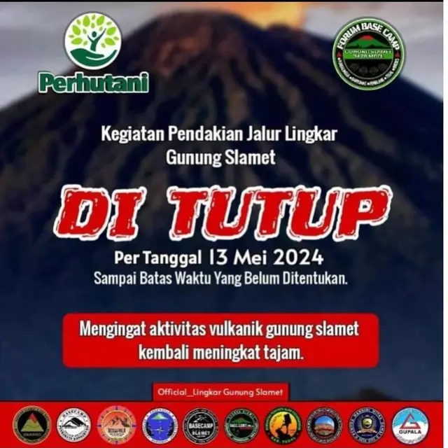 Jalur Pendakian Gunung Slamet Ditutup, 1.000 Pendaki Gagal ke Puncak