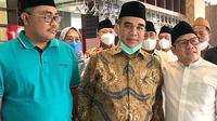 Sekretaris Jenderal Gerindra Ahmad Muzani bertemu dengan Ketua Umum PKB Muhaimin Iskandar di sela-sela Muktamar NU di Lampung. (Foto: Istimewa).