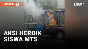 Aksi Heroik Siswa MTS saat Kebakaran Mobil Tahu Bulat