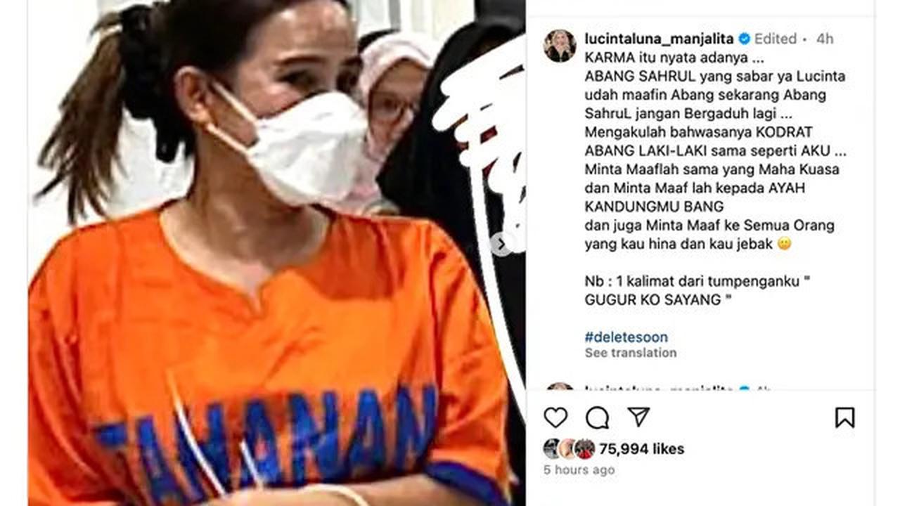 Lucinta Luna Respons Kabar Isa Zega Ditahan Polda Jatim: Karma Itu Nyata, Abang Sahrul yang Sabar Ya