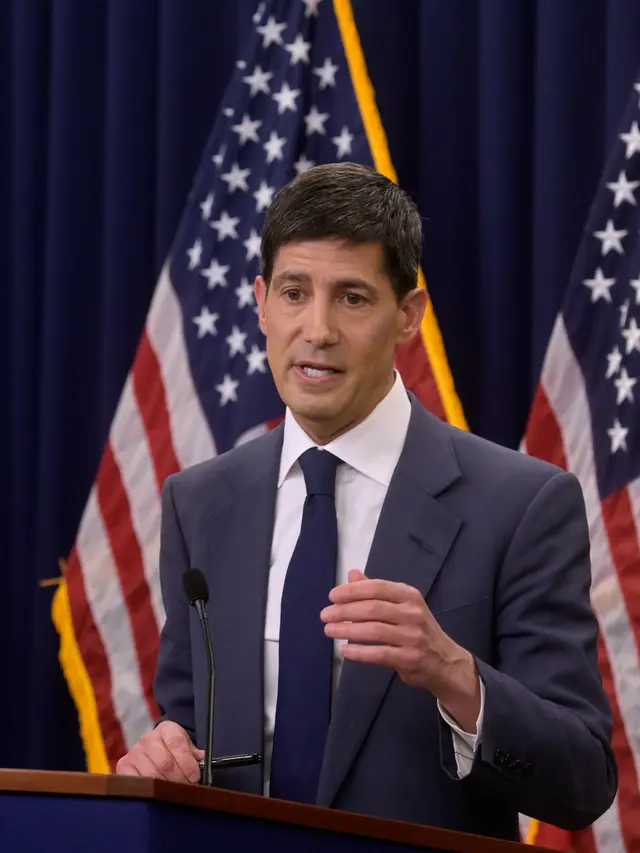 Ketua Federal Reserve Kevin Warsh berbicara dalam konferensi pers setelah pertemuan Komite Pasar Terbuka Federal, di Washington. (AP Photo/Rod Lamkey, Jr.)