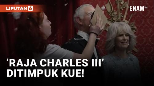 VIDEO: Aktivis Lempar Kue ke Wajah Patung Raja Charles III