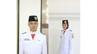 Paskibraka Muhammad Adzan wakil Nusa Tenggara Barat (NTB) dan Paskibraka Sylvia Kartika Putri wakil Sumatera Utara (Sumut) menjadi bakal calon petugas upacara HUT ke-75 RI di Istana Merdeka (Foto: Aditya Eka Prawira/Diary Paskibraka Liputan6.com)