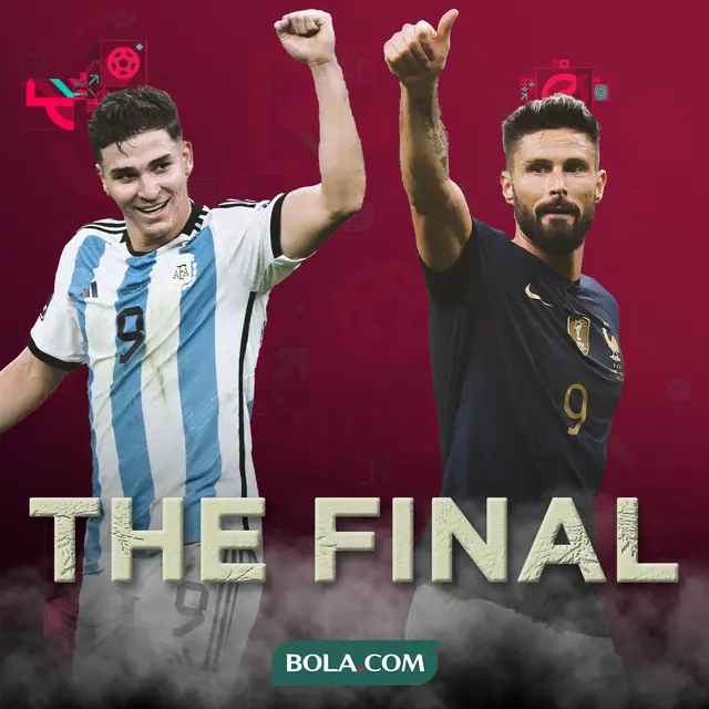 Ilustrasi - Final Piala Dunia Julian Alvarez Vs Giroud