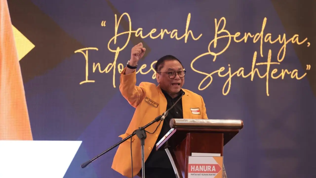 Ketua Umum DPP Partai Hanura Oesman Sapta membuka Musyawarah Daerah (Musda) IV Hanura Sulsel di Makassar, Provinsi Sulawesi Selatan (Sulsel).