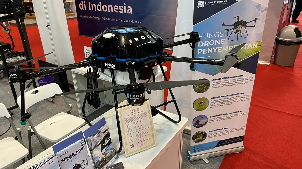 Teknologi Drone Sprayer ditampilkan di Pameran Pangan Plus 2023 Rakernas IV PDIP.