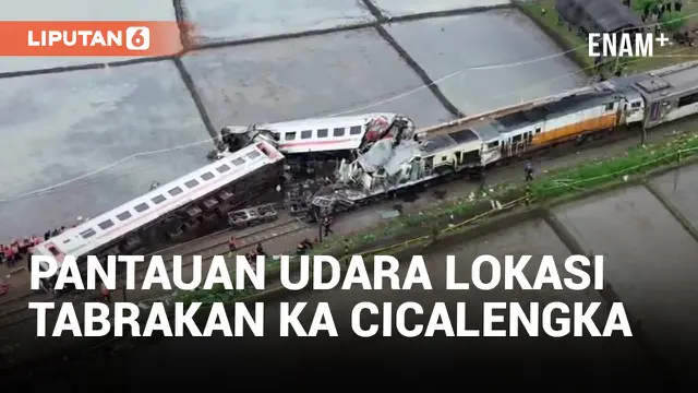 Pantauan Udara Lokasi Tabrakan KA Turangga dan KA Bandung Raya