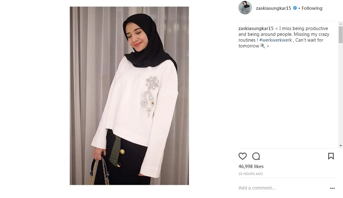 Zaskia Sungkar senang dirinya sudah bisa beraktivitas lagi (Foto: Instagram)