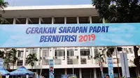 Gerakan Sarapan Padat Bernutrisi dengan roti yang dilakukan dari berbagai PAUD di Jakarta Pusat pada Sabtu (7/9/2019). (Liputan6.com/Fitri Haryanti Harsono)