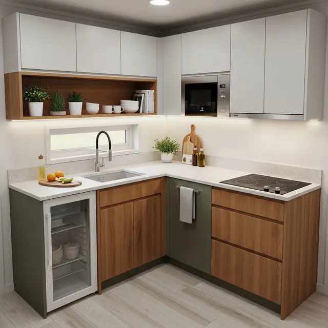 Desain Dapur 2x2 Bentuk L (AI Generated)