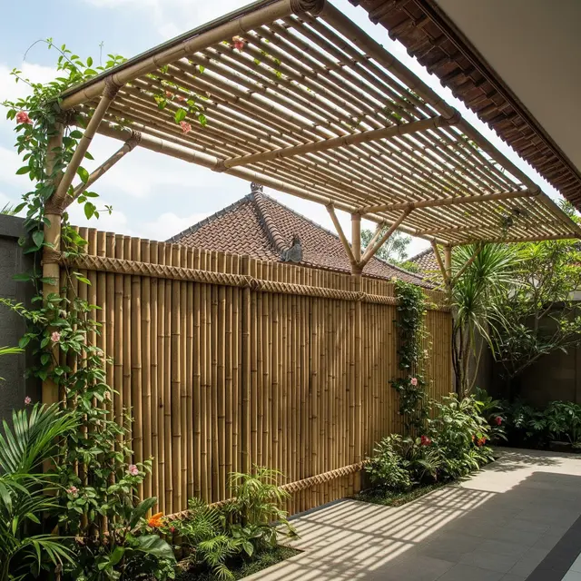 9 Inspirasi Pagar Bambu Multifungsi untuk Kebun Sekaligus Peneduh Halaman