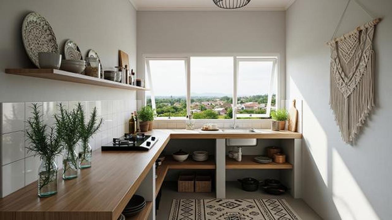 8 Model Dapur Minimalis Bentuk L dengan Tanaman Sayur di Botol, Estetik dan Fungsional