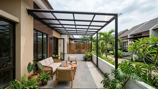 Teras dengan Kanopi Terbuka di Bagian Samping