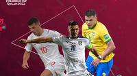 Piala Dunia - Granit Xhaka, Dusan Tadic, Thiago Silva (Bola.com/Adreanus Titus)