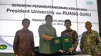 Penyelenggaraan Seleksi Beasiswa senilai Rp 66 Milyar untuk 1440 pelajar dari President University bekerjasama dengan Ruangguru.