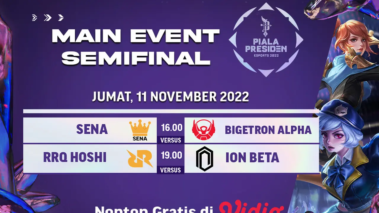 Saksikan Live Streaming Piala Presiden Esports 2022 Babak Semifinal di Vidio, Jumat 11 November 2022