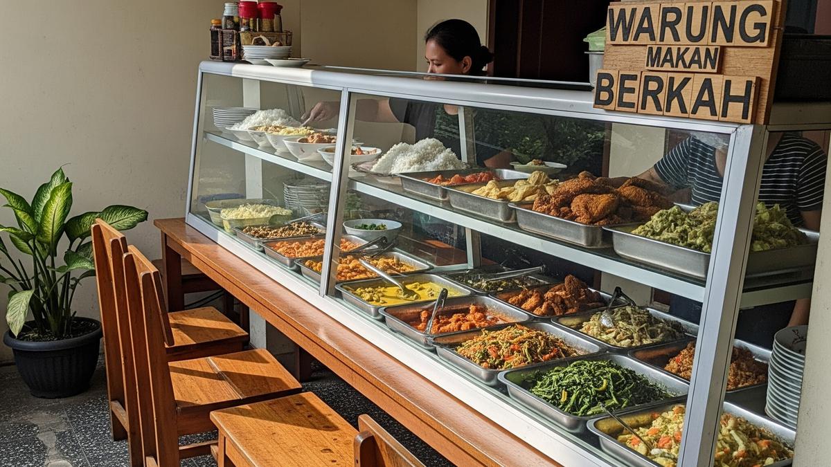 8 Desain Warung Prasmanan di Teras Rumah dengan Etalase Kaca Panjang, Pembeli Bisa Langsung Lihat Menu