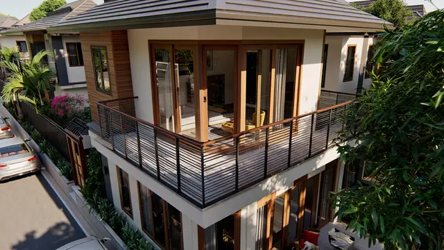 Desain Rumah Tipe 45 di Tanah Hook Gaya Modern Tropis