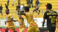 Sriwijaya FC berhasil mengamankan tiga poin di kandangnya, Stadion Jakabaring, Palembang, saat menjamu Borneo FC pada Sabtu (22/4/2017) sore. (Sumber: PT LIB)