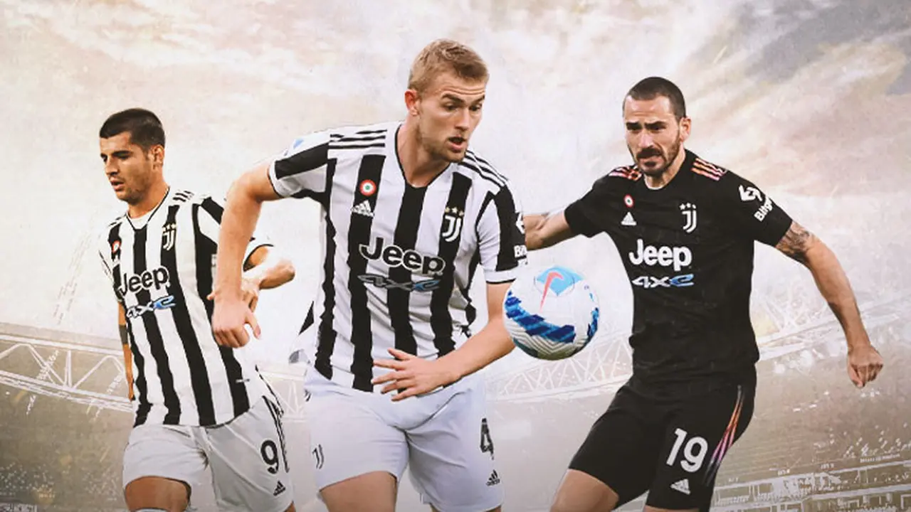 Ilustrasi - Matthijs de Ligt dikelilingi Leonardo Bonucci dan Alvaro Morata