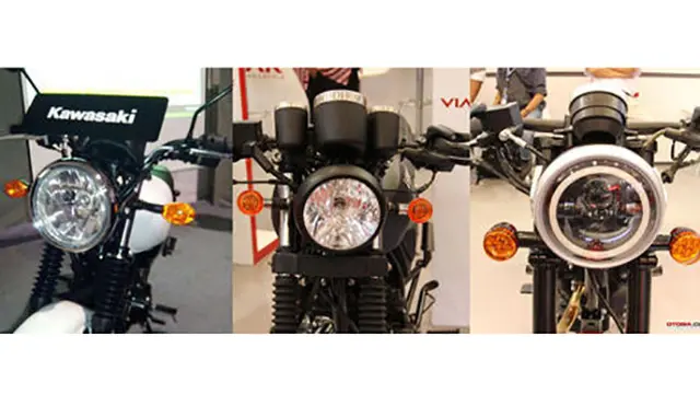 Lampu utama (kiri-kanan): Kawasaki W175, Viar Vintech 200, Viar Vintech 250