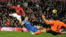 Park Ji Sung juga tercatat memberikan gol kemenangan saat laga melawan Chelsea pada semi final Liga Champions 2010/11. Park menjadi pahlawan dengan mencetak gol vital dan membawa Manchester menang 2-1 atas Chelsea. (AFP/Andrew Yates)