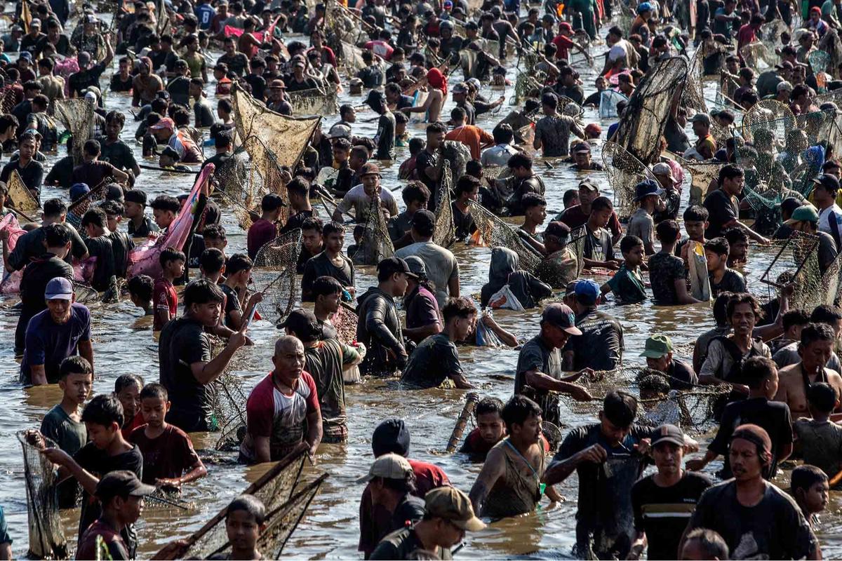 FOTO: Serunya Festival Memet Ikan di Klaten, Ribuan Warga Serbu Embung Gemblegan