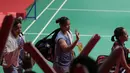 Greysia Polii/Apriyani Rahayu melaju ke semifanal usai kalahkan  Chae Yoo-jung/Hye Rin-kim pada ajang Daihatsu Indonesia Master 2018 Kamis (26/1/2018). Greysia/Apriyani menang 21-16,21-15 (Bola.com/Nick Hanoatubun)