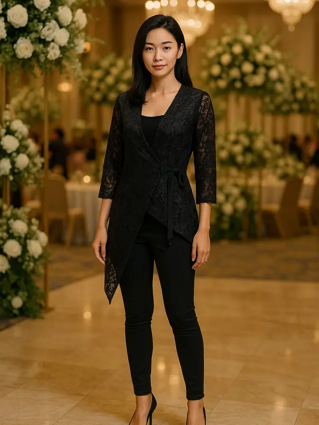 Model Cardigan Brokat Tali Samping