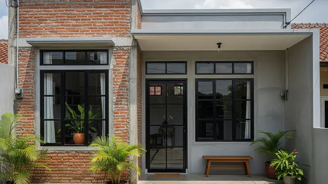 Rumah di desa 5x6 meter Gaya Industrial Ekspos (Gemini AI)