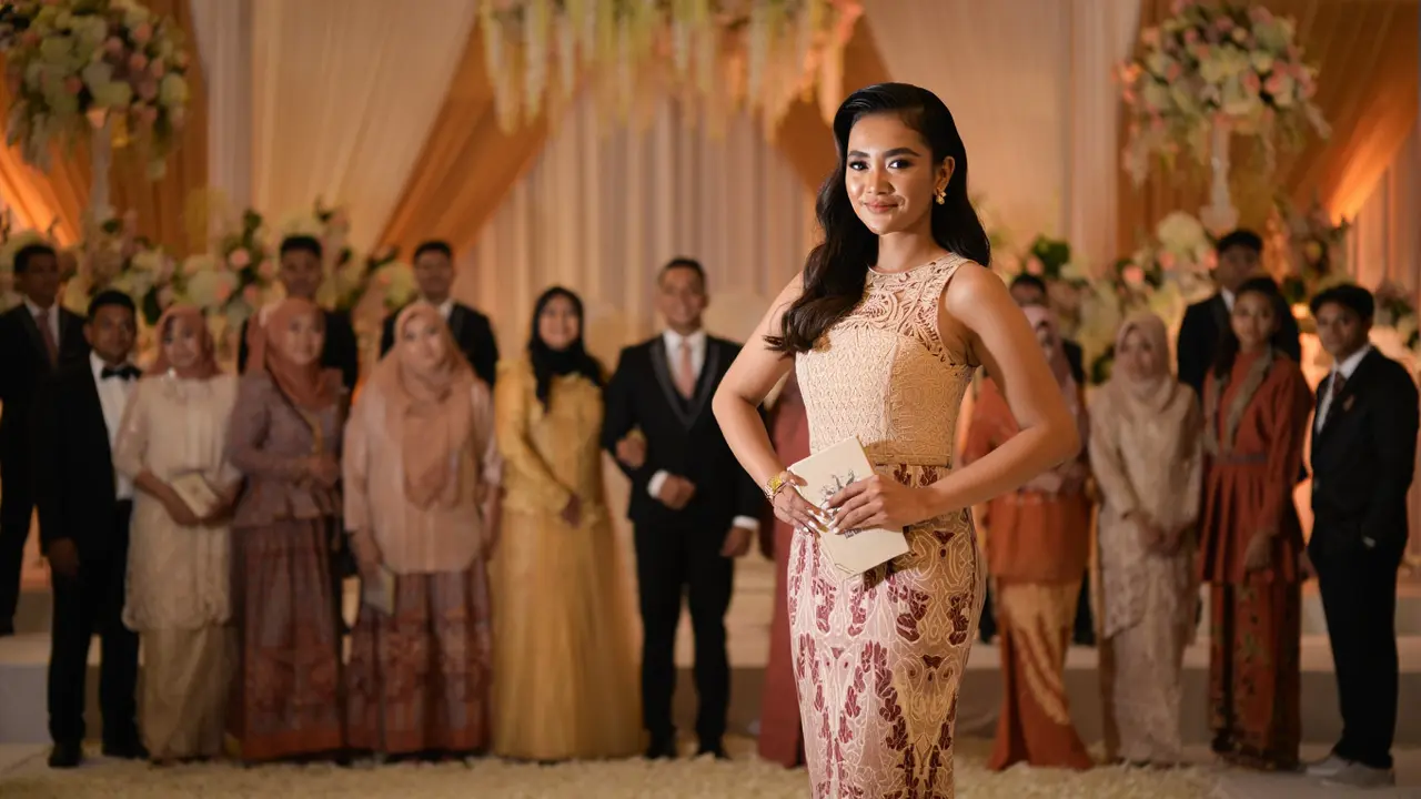 Baju batik wanita untuk menghadiri pesta pernikahan (Foto: Reve Art AI)