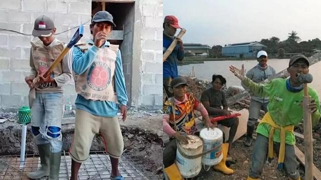 6 Tingkah Kuli Bangunan Bak Musisi Ini Bikin Ketawa Lepas - Hot ...