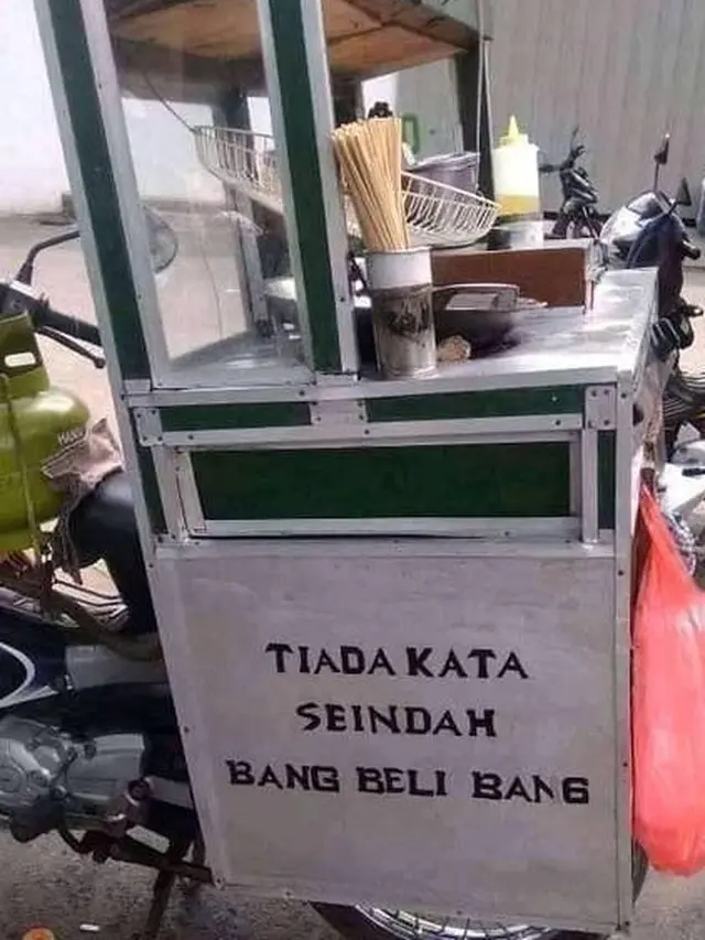 6 Tulisan di Gerobak Bakso Motor Ini Kreatif Sekaligus Kocak