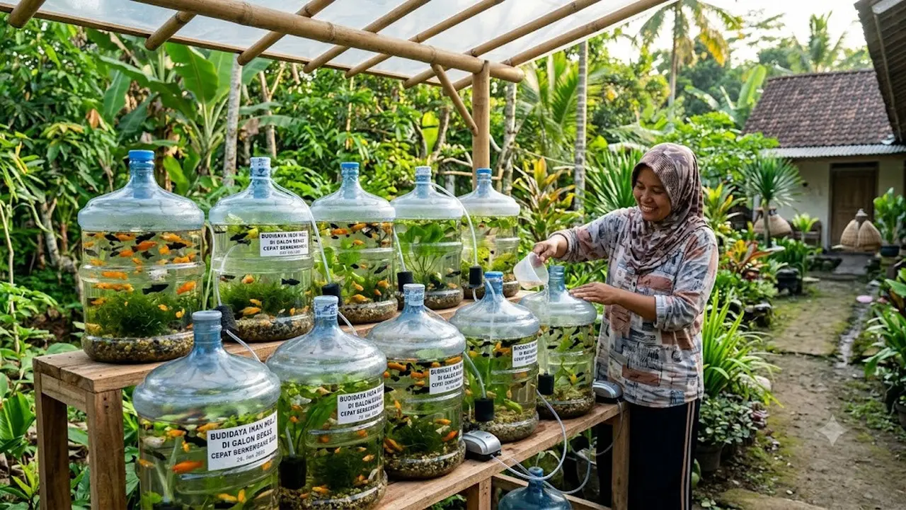 Budidaya Ikan Molly di Galon Bekas agar Cepat Berkembang Biak (AI Generated)