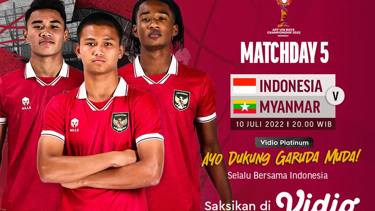 Link Live Streaming Piala AFF U-19 2022 : Indonesia Vs Myanmar di Vidio Malam Ini