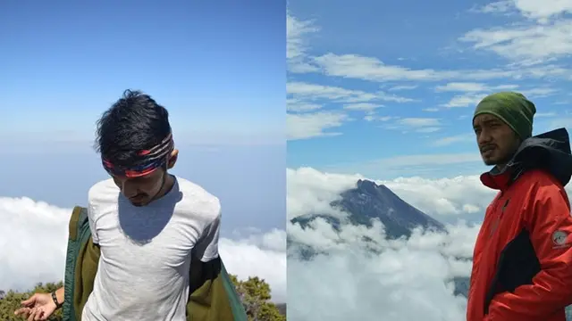 Selain menyanyi, Gabriel juga punya hobi mendaki gunung lho.
