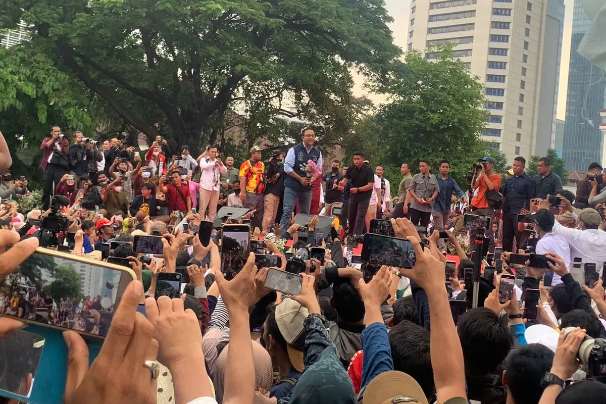 Gubernur DKI Jakarta Anies Baswedan dalam acara perpisahannya di Balai Kota Jakarta, Minggu (16/10/2022)